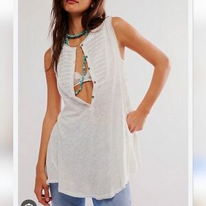 Free People NWOT Say You're Love Tunic sz MED in White Linen/Cotton Blend​